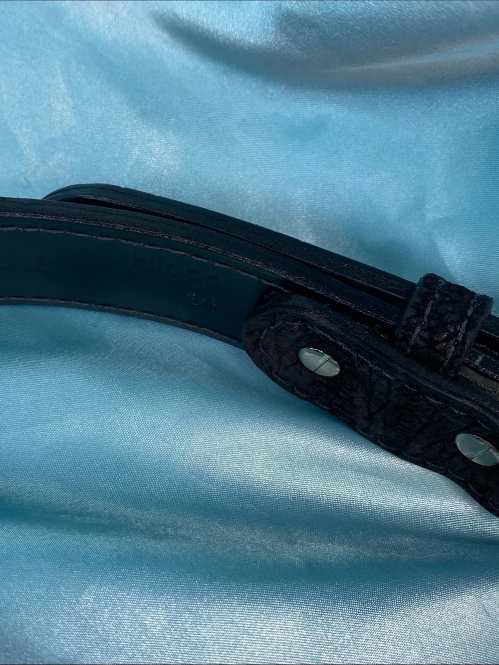 Yoder Leather Company Men's Black Exotic Hippo Leather Belt with Silver Buckle